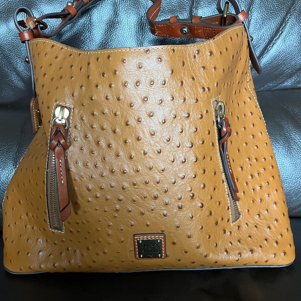 Dooney & Bourke Tan Shoulder Bag with Ostrich Texture